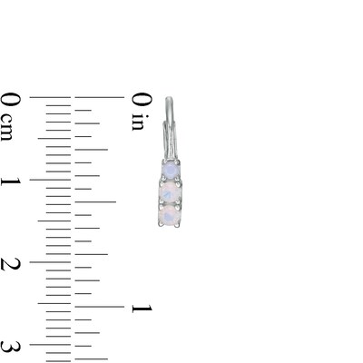 Child's Lab-Created Opal Three Stone Drop Earrings in Sterling Silver