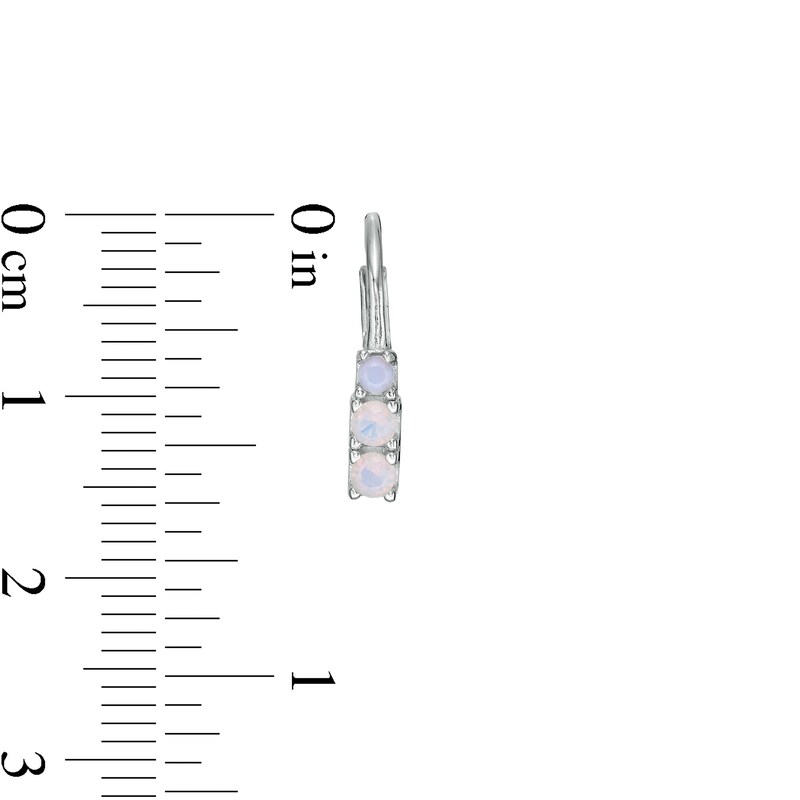 Main Image 2 of Child's Lab-Created Opal Three Stone Drop Earrings in Sterling Silver
