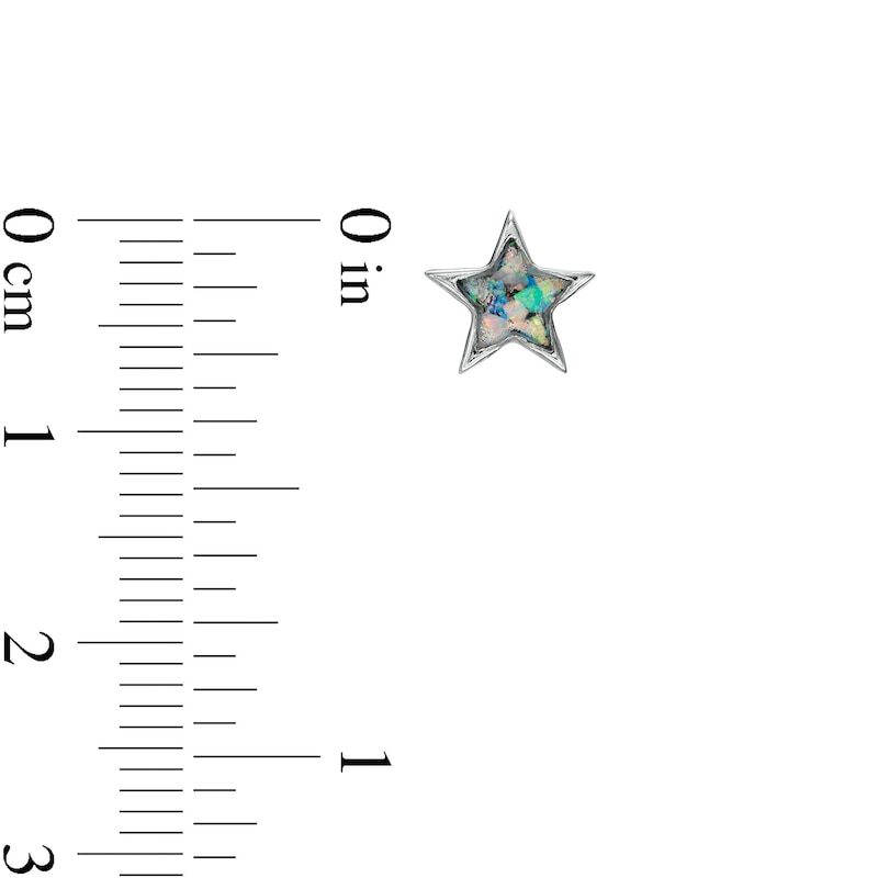 Main Image 2 of Child's 4mm Star-Shaped Lab-Created Multi-Color Opal Star Stud Earrings in Sterling Silver
