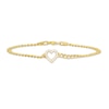 Thumbnail Image 0 of Child's Cubic Zirconia Curb Chain Heart Outline Bracelet in 10K Semi-Solid Gold – 6"
