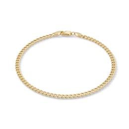 Made in Italy 080 Gauge Miami Curb Chain Bracelet in 10K Semi-Solid Gold - 7.5&quot;