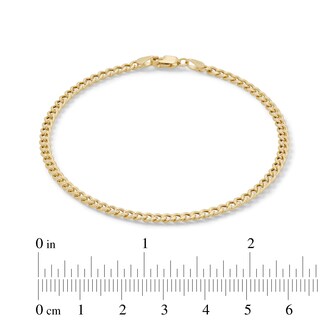Made in Italy 080 Gauge Miami Curb Chain Bracelet in 10K Semi-Solid Gold - 7.5"