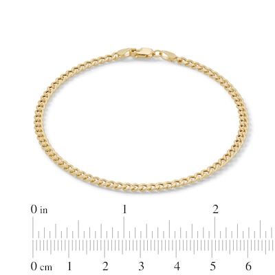 Made in Italy 080 Gauge Miami Curb Chain Bracelet in 10K Semi-Solid Gold - 7.5"