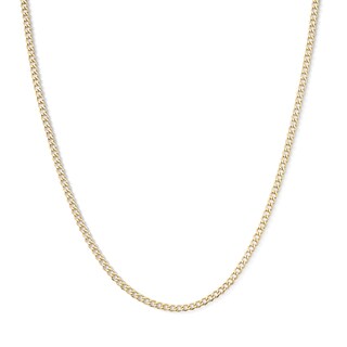 14K Hollow Gold Bevelled Edge Curb Chain - 20"