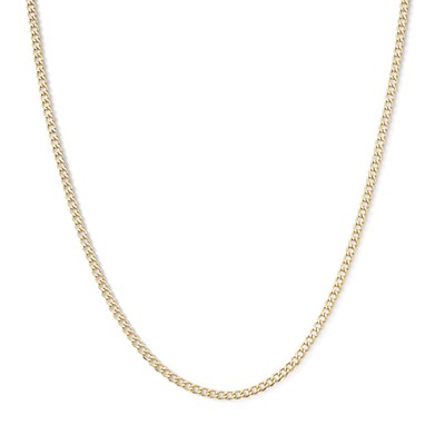 14K Hollow Gold Bevelled Edge Curb Chain - 20"