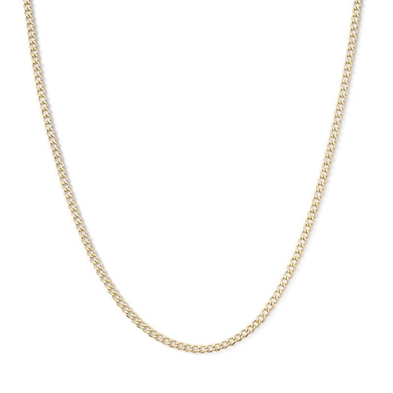 14K Hollow Gold Bevelled Edge Curb Chain - 20"