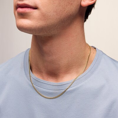 14K Hollow Gold Bevelled Edge Curb Chain - 20"