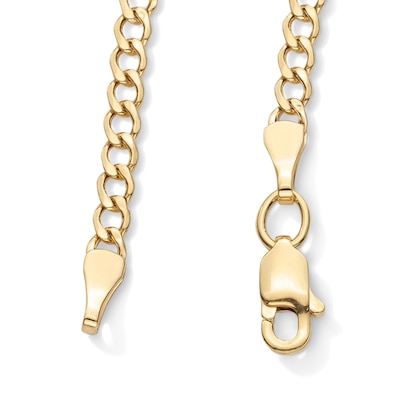 14K Hollow Gold Bevelled Edge Curb Chain - 20"