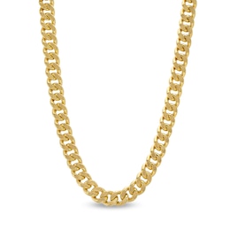 Made in Italy Reversible 7mm Curb Chain Necklace in 10K Hollow Gold – 22&quot;