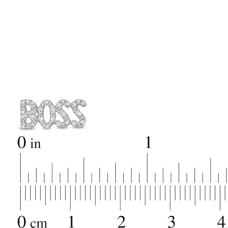 Main Image 2 of 1/6 CT. T.W. Diamond "BOSS" Stud Earrings in Sterling Silver with 14K Gold Plate