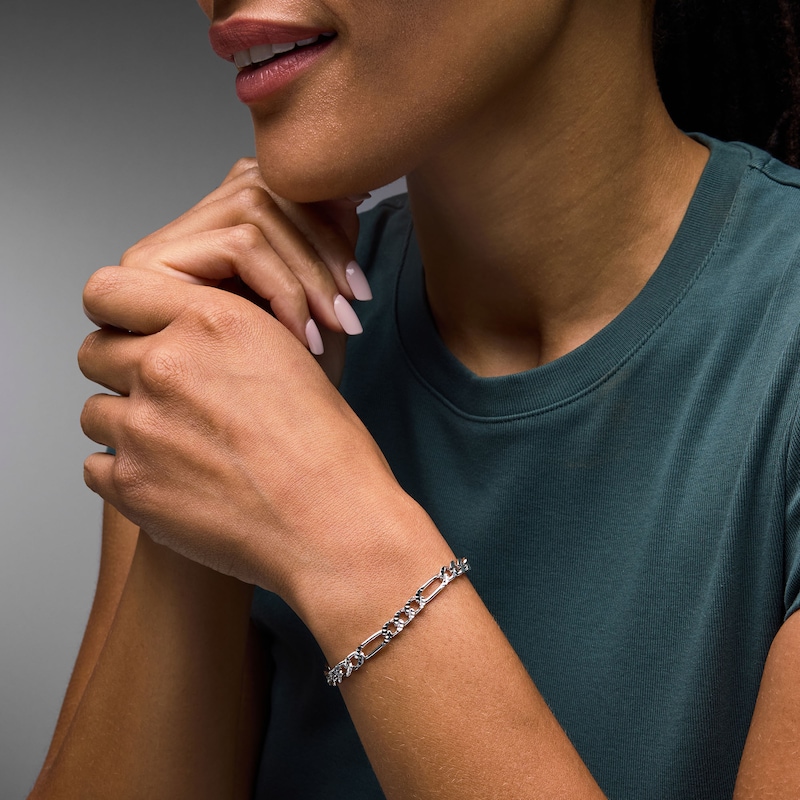 Main Image 2 of Made in Italy 150 Gauge Solid Figaro Chain Bracelet in Sterling Silver – 8.5"