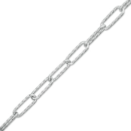 Made in Italy 110 Gauge Paper Clip Link Chain Bracelet in Solid Sterling Silver – 7.5&quot;