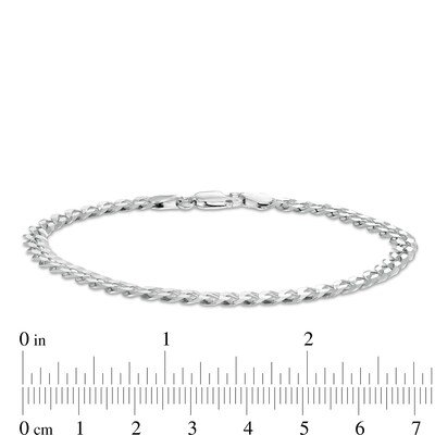 Made in Italy 100 Gauge Solid Flat Curb Link Chain Bracelet in Sterling Silver – 7.5"