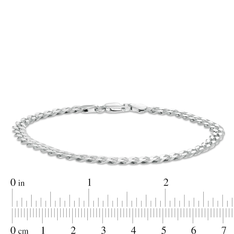 Main Image 3 of Made in Italy 100 Gauge Solid Flat Curb Link Chain Bracelet in Sterling Silver – 7.5"