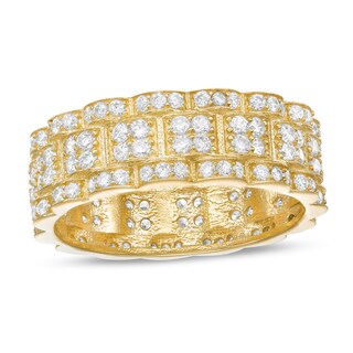 Quad Cubic Zirconia Scallop Edge Ring in 10K Gold - Size 10