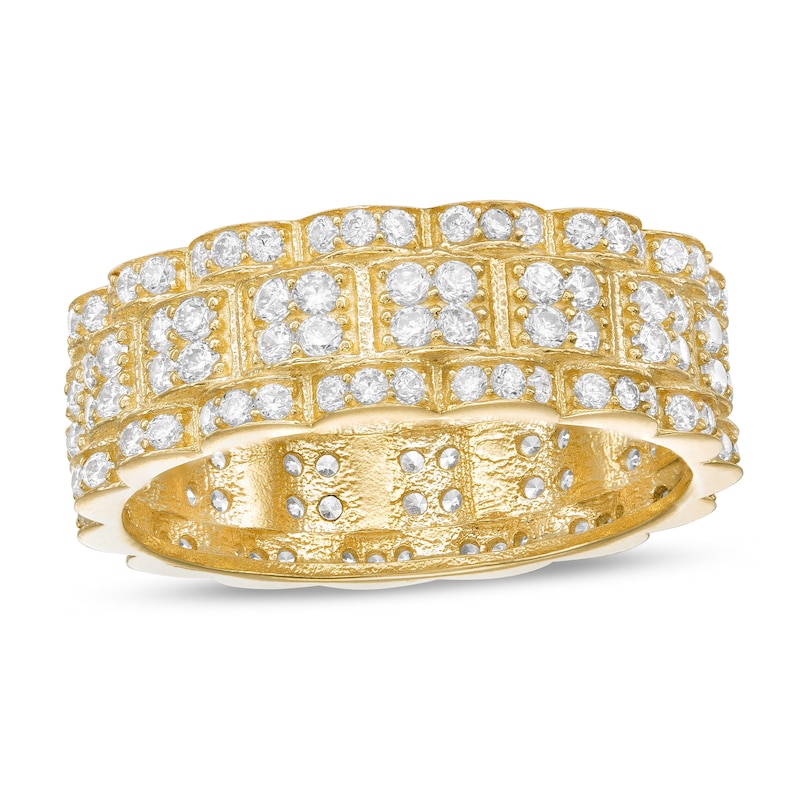 Quad Cubic Zirconia Scallop Edge Ring in 10K Gold - Size 10