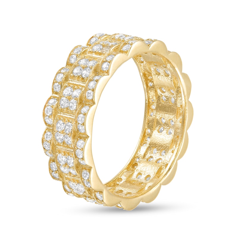 Main Image 2 of Quad Cubic Zirconia Scallop Edge Ring in 10K Gold - Size 10