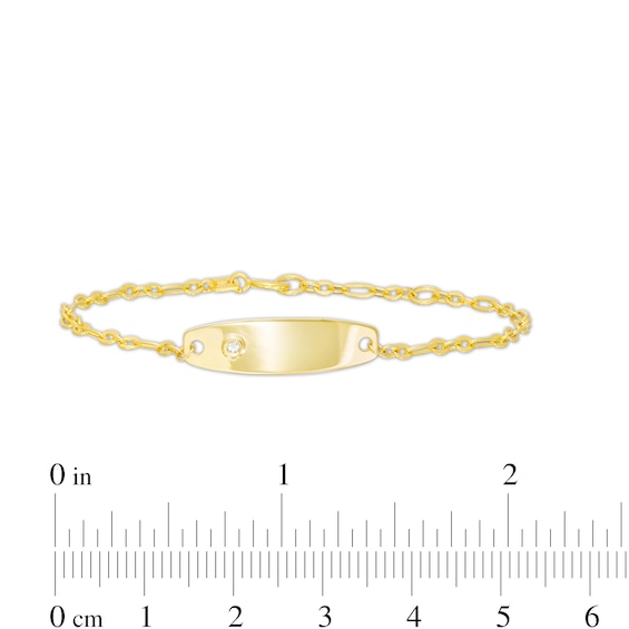 Made in Italy Child's Cubic Zirconia Solid Figaro Chain ID Bracelet in 10K Gold – 6"