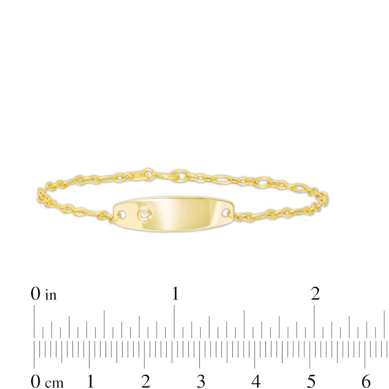 Made in Italy Child's Cubic Zirconia Solid Figaro Chain ID Bracelet in 10K Gold – 6"