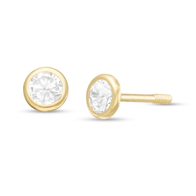 Child's 4mm Cubic Zirconia Stud Earrings in 10K Gold