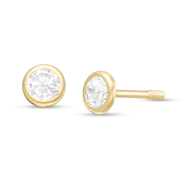 Child's 4mm Cubic Zirconia Stud Earrings in 10K Gold