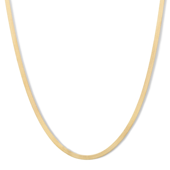 Made in Italy 027 Gauge Solid Herringbone Chain Necklace in 10K Gold - 20"