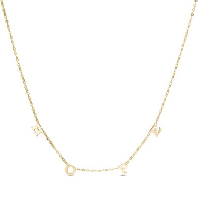 Made in Italy 025 Gauge Solid "HOPE" Necklace in 10K Gold