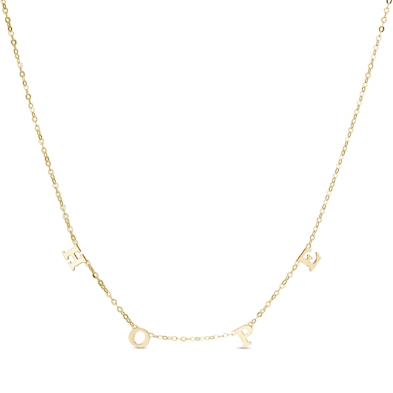 Made in Italy 025 Gauge Solid "HOPE" Necklace in 10K Gold