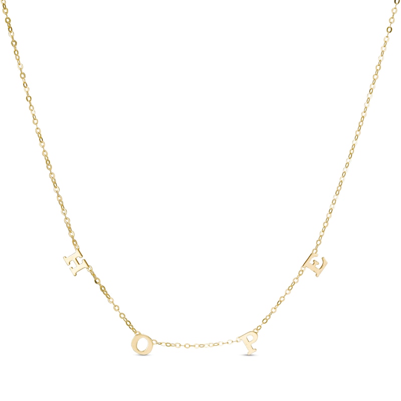 Made in Italy 025 Gauge Solid "HOPE" Necklace in 10K Gold