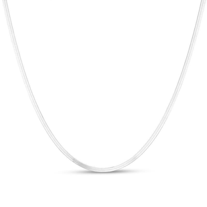 Made in Italy 030 Gauge Solid Herringbone Chain Necklace in Sterling Silver – 22"
