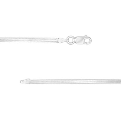 Made in Italy 030 Gauge Solid Herringbone Chain Necklace in Sterling Silver – 22"