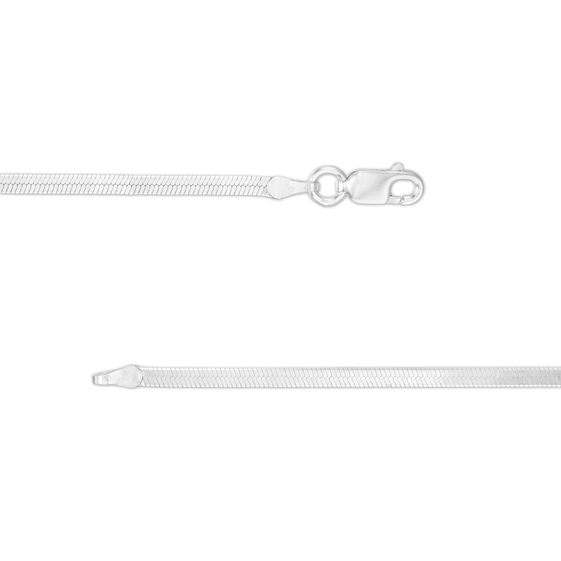 Main Image 2 of Made in Italy 030 Gauge Solid Herringbone Chain Necklace in Sterling Silver – 22"