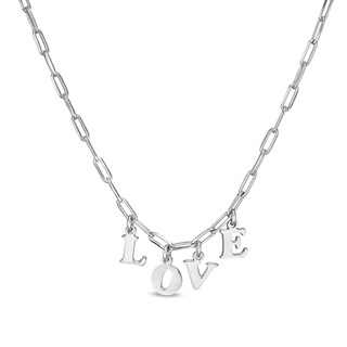Made in Italy "LOVE" Paper Clip Choker Necklace in Sterling Silver – 16"