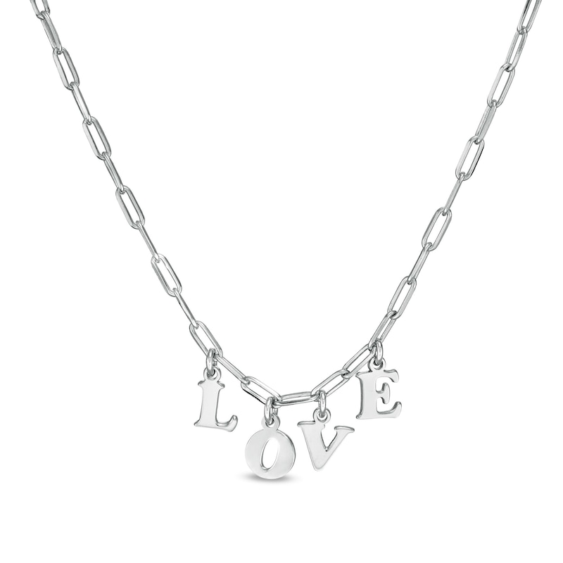 Made in Italy "LOVE" Paper Clip Choker Necklace in Sterling Silver – 16"