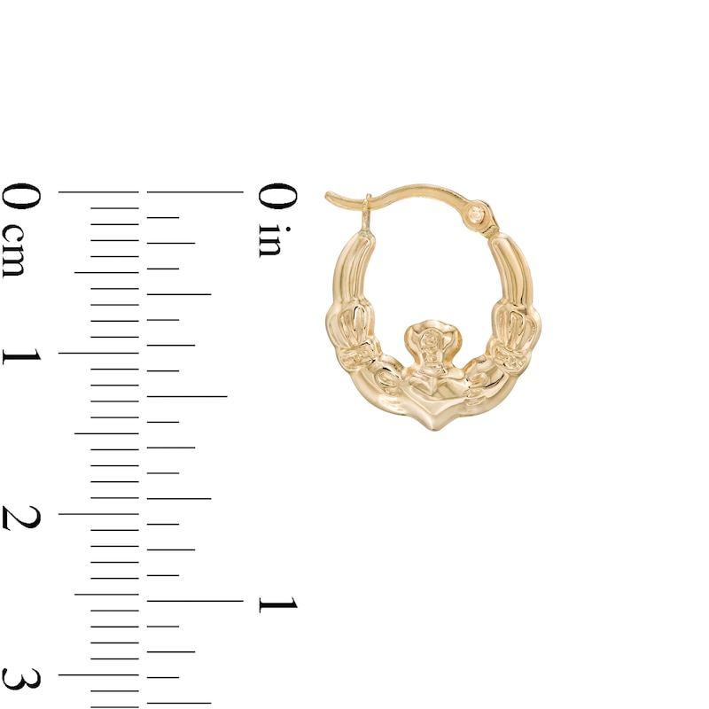 Main Image 2 of Child's Hollow Claddagh Hoop Earrings in 14K Gold