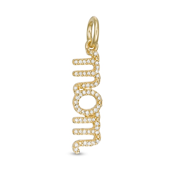 10K Solid Gold Diamond Mom Charm