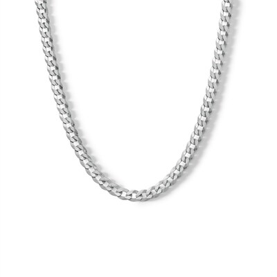 Sterling Silver Flat Curb Link Chain Made in Italy - 18"