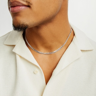Sterling Silver Flat Curb Link Chain Made in Italy - 18"
