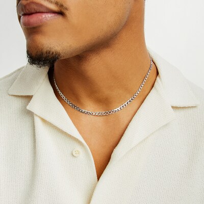 Sterling Silver Flat Curb Link Chain Made in Italy - 18"