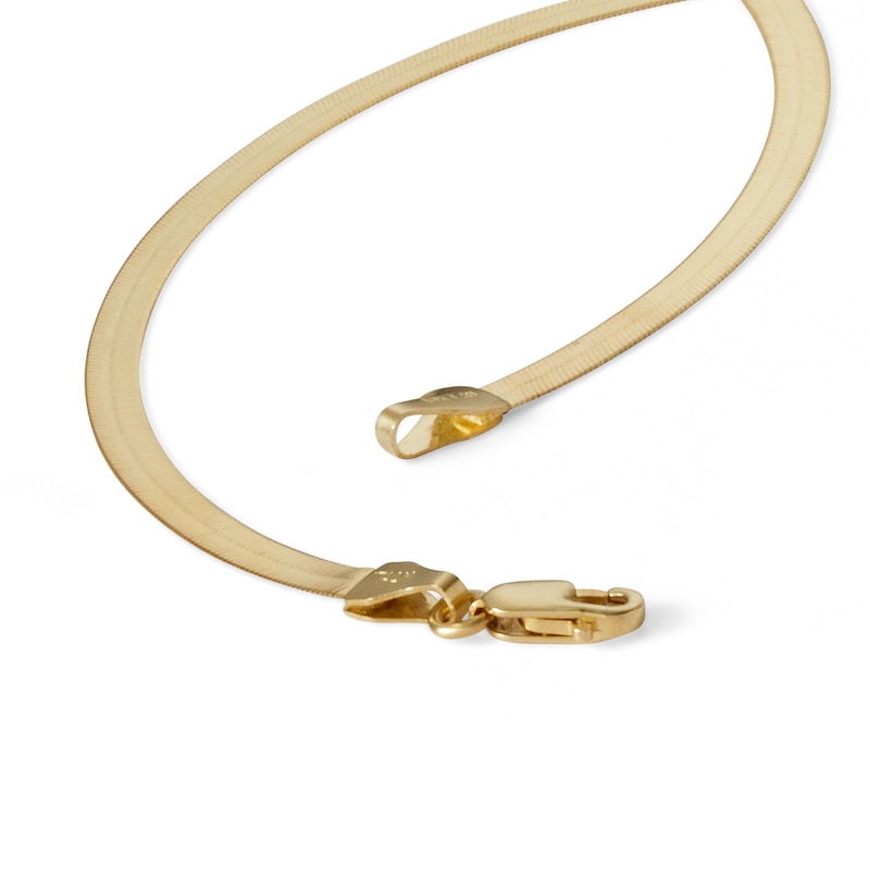 Made in Italy 027 Gauge Herringbone Chain Bracelet in 10K Solid Gold – 7.25"