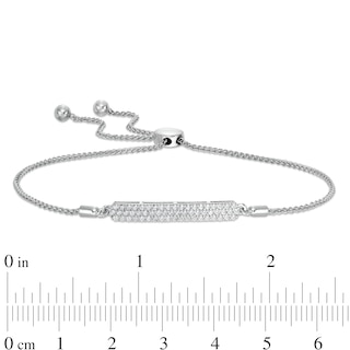 Cubic Zirconia Triple Row ID Bolo Bracelet in Sterling Silver - 9"