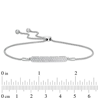 Cubic Zirconia Triple Row ID Bolo Bracelet in Sterling Silver - 9"