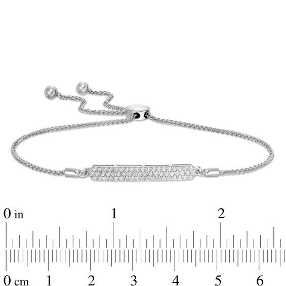 Cubic Zirconia Triple Row ID Bolo Bracelet in Sterling Silver - 9"