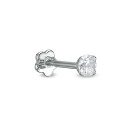 018 Gauge 3mm Cubic Zirconia Solitaire Cartilage Barbell in 14K White Gold