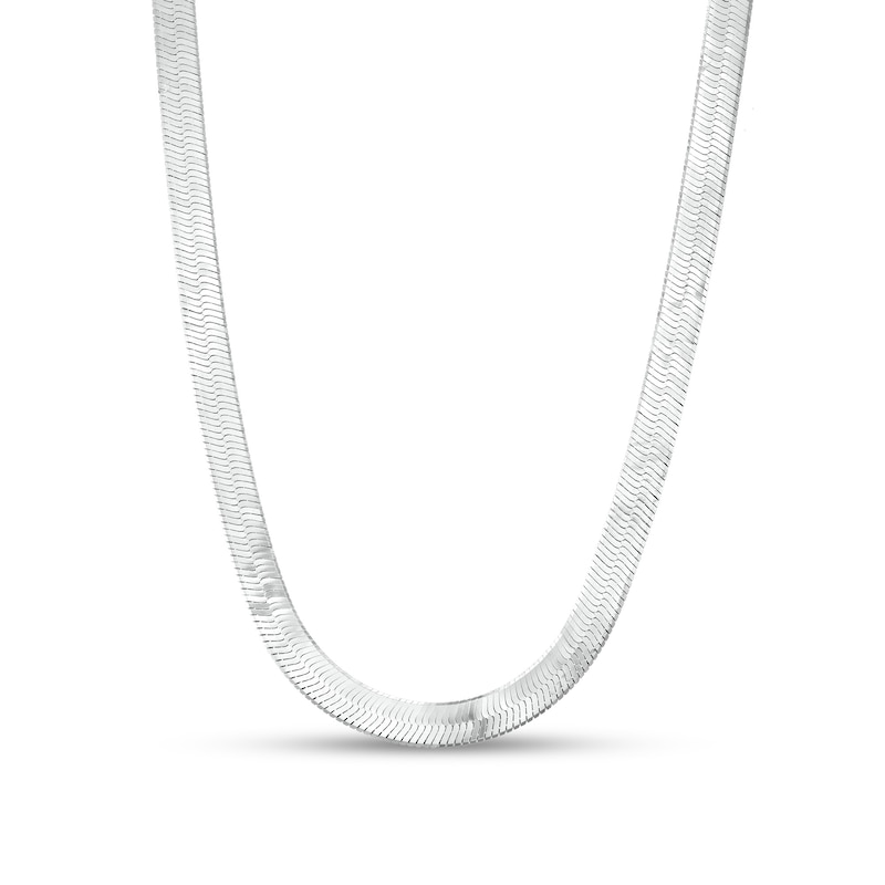 Made in Italy 060 Gauge Herringbone Chain Necklace in Solid Sterling Silver - 18"