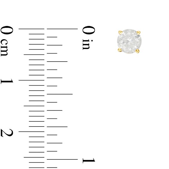 14K Solid Gold 1 CT. T.W. Diamond Solitaire Studs