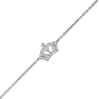 Cubic Zirconia Crown with Star-Top Anklet in Sterling Silver - 10"