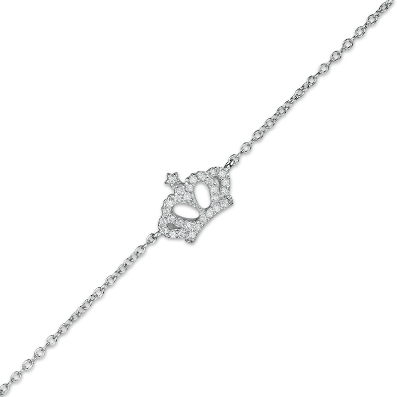 Cubic Zirconia Crown with Star-Top Anklet in Sterling Silver - 10"