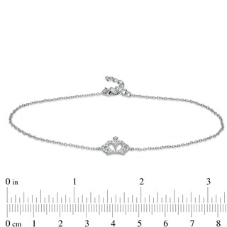 Cubic Zirconia Crown with Star-Top Anklet in Sterling Silver - 10"