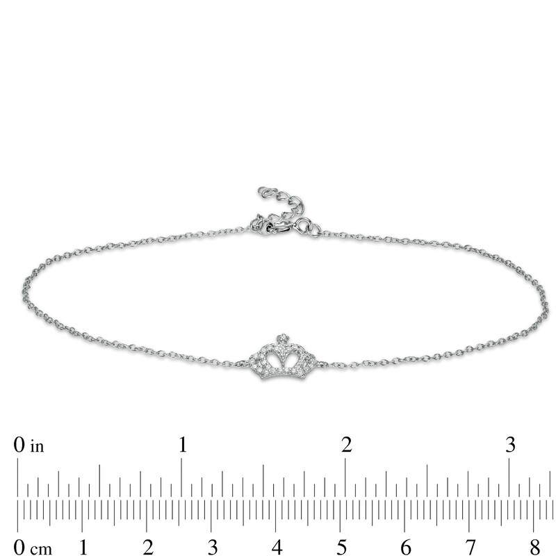 Cubic Zirconia Crown with Star-Top Anklet in Sterling Silver - 10"